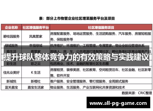 提升球队整体竞争力的有效策略与实践建议