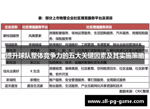 提升球队整体竞争力的五大关键因素及其实施策略