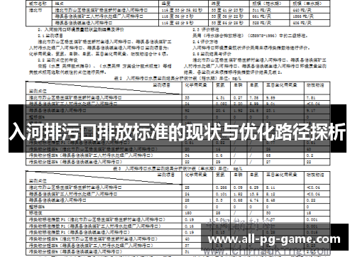 入河排污口排放标准的现状与优化路径探析