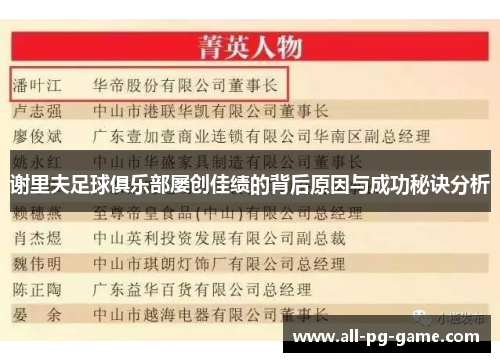 谢里夫足球俱乐部屡创佳绩的背后原因与成功秘诀分析